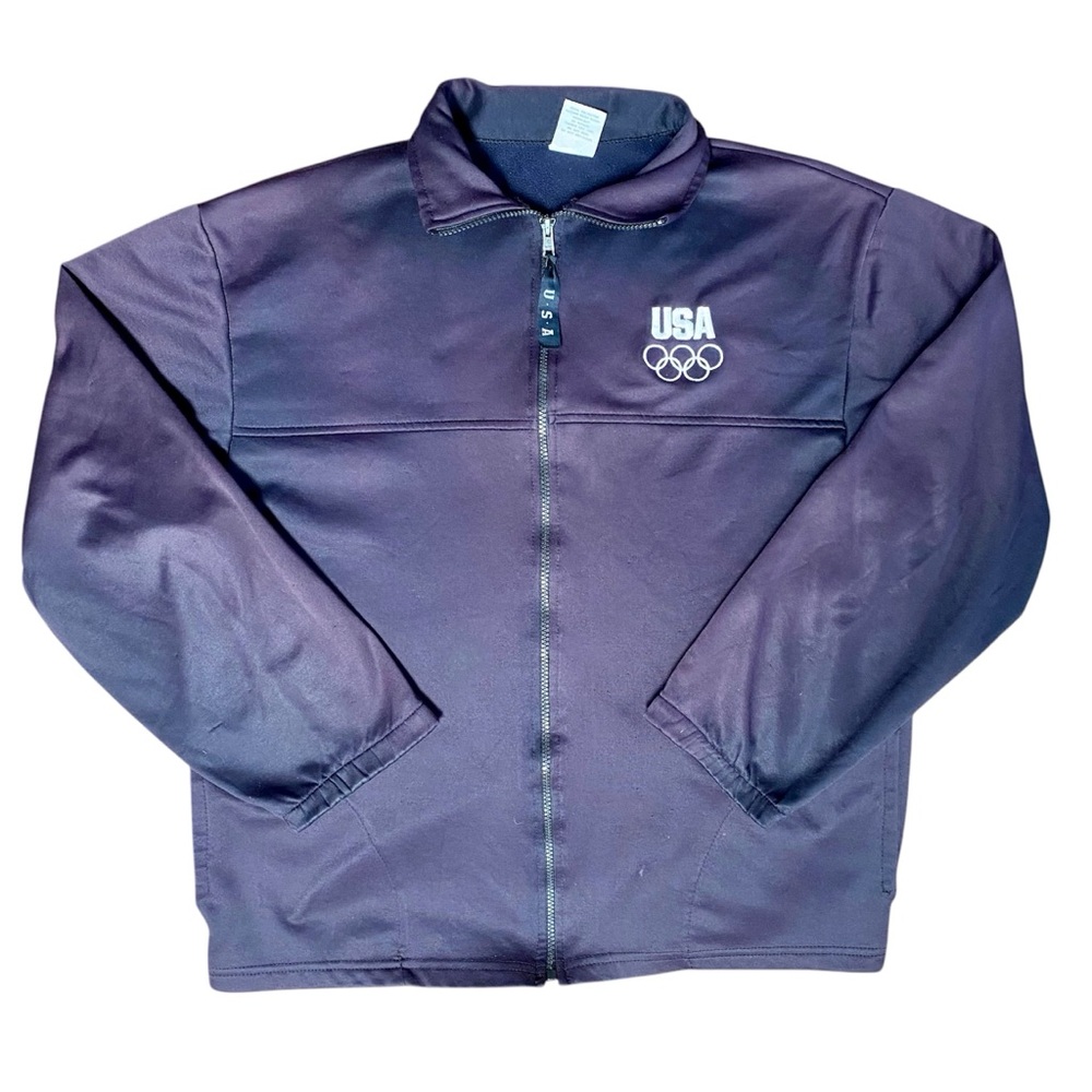 Team USA Olympic Committee L Dark Blue Full Zip-Up Track Jacket Vintage